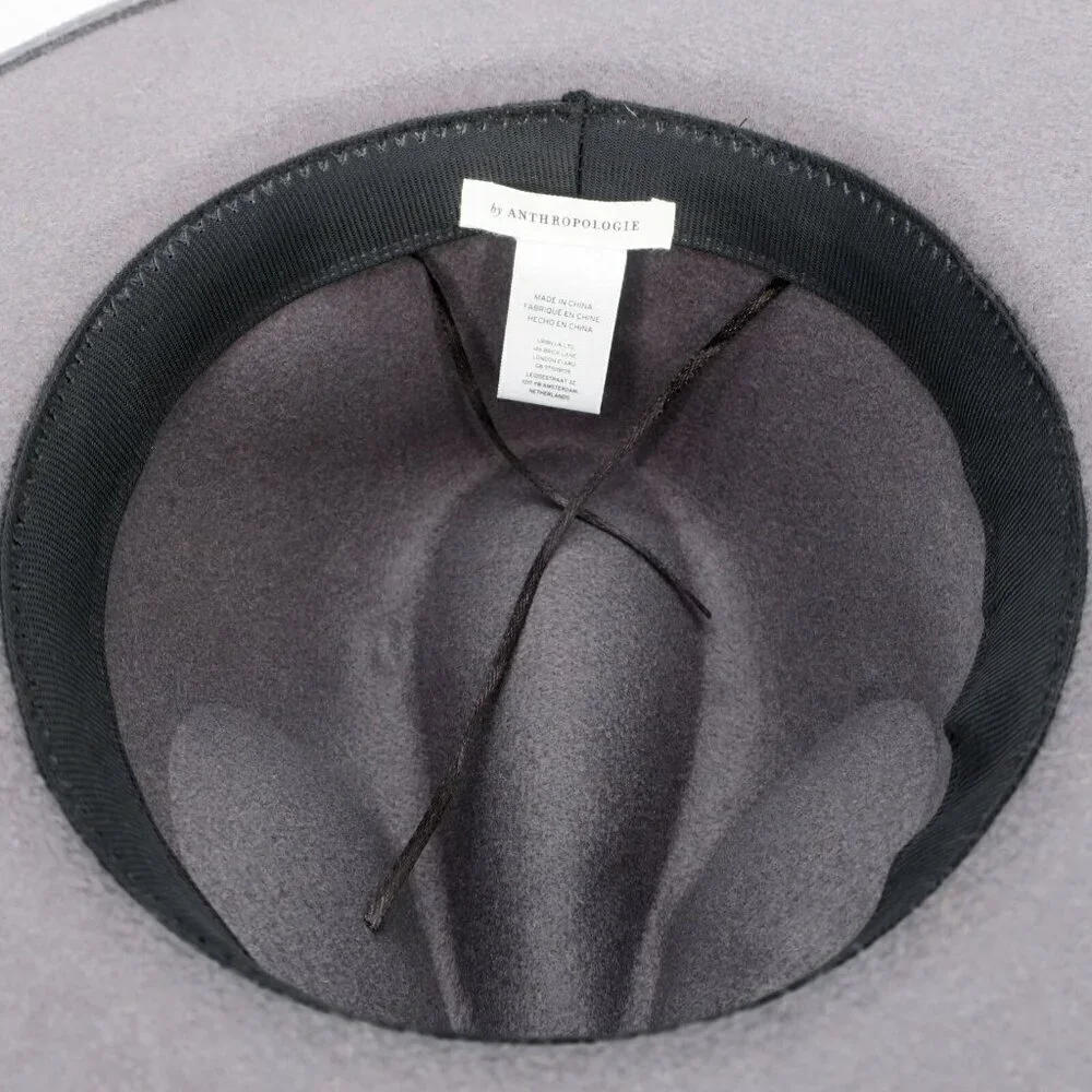 Anthropologie Charm-Trimmed Rancher Women's Hat Dark Grey Felt Boho Festival